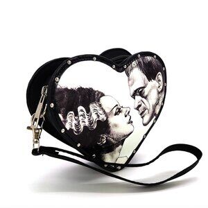 Frankenstein with Bride Glow in the Dark Heart Shape Wristlet Wallet